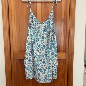Old Navy Blue White Floral Mini Dress Plus Size 3X NWOT Tie‑Front Swing Dress